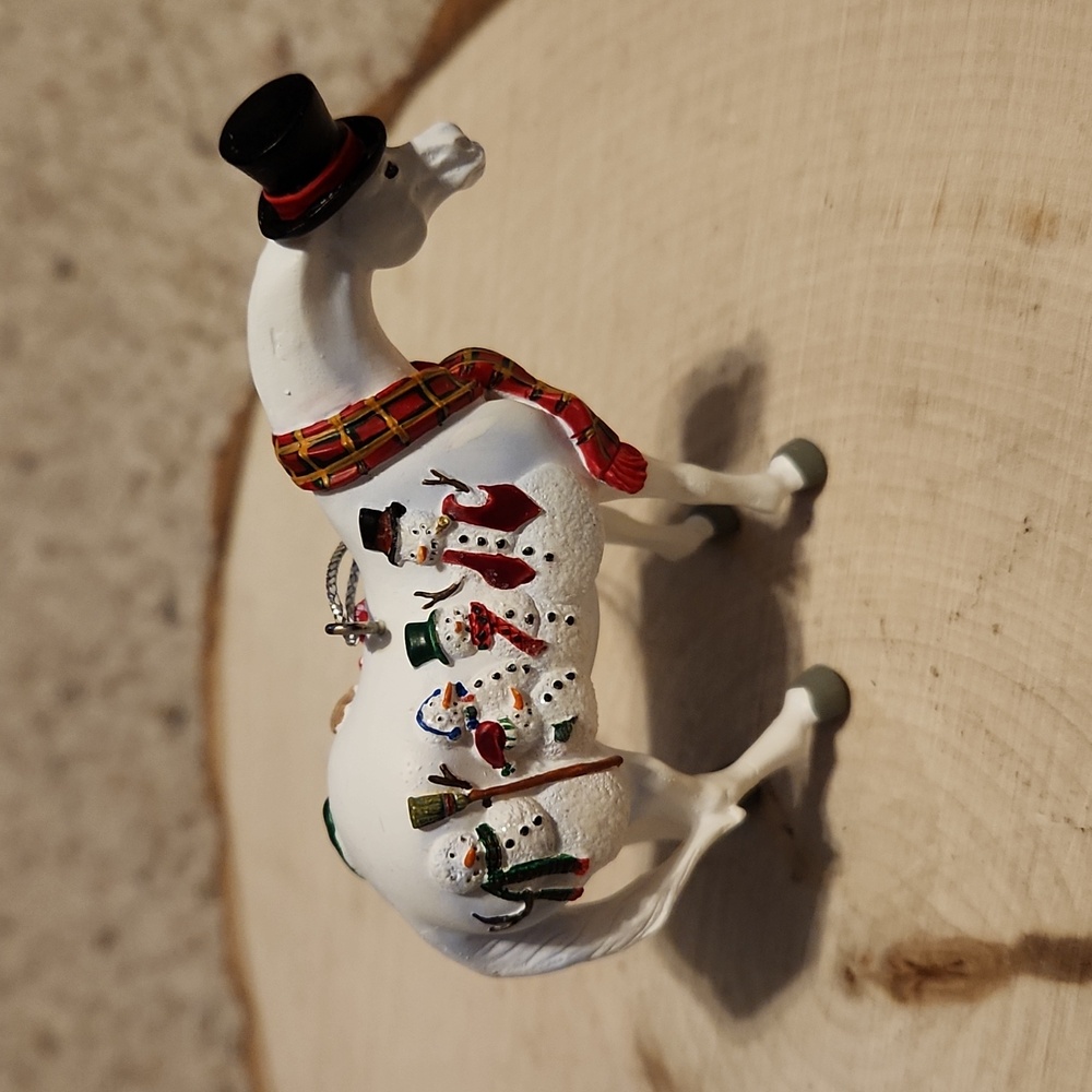 Westland Giftware Trail of Painted Ponies White Horse Ornament Snowman Design